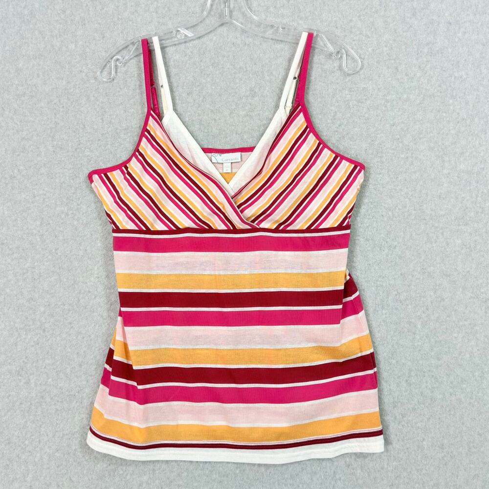 Currants Faux Double Camisole Tank Top Size XL Striped Babydoll 80's Y2K Bratz